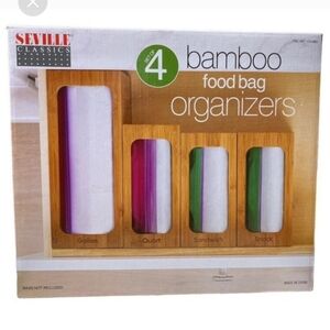 Seville Classics Bamboo Bag Storage Organizer, Set of 4